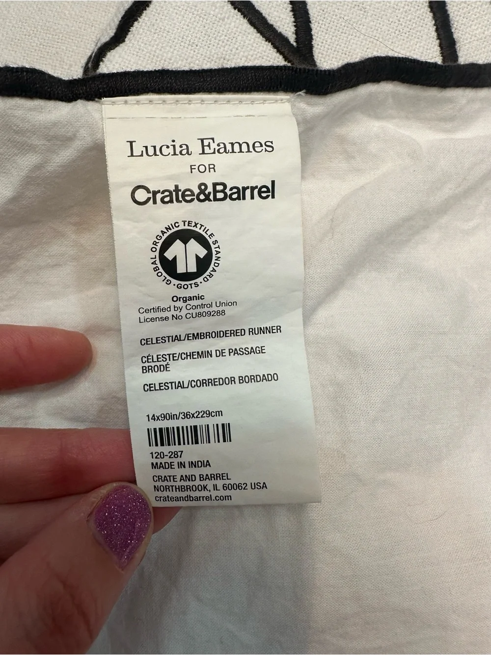 Set of Lucia Eames for Crate&Barrel White Table Runners